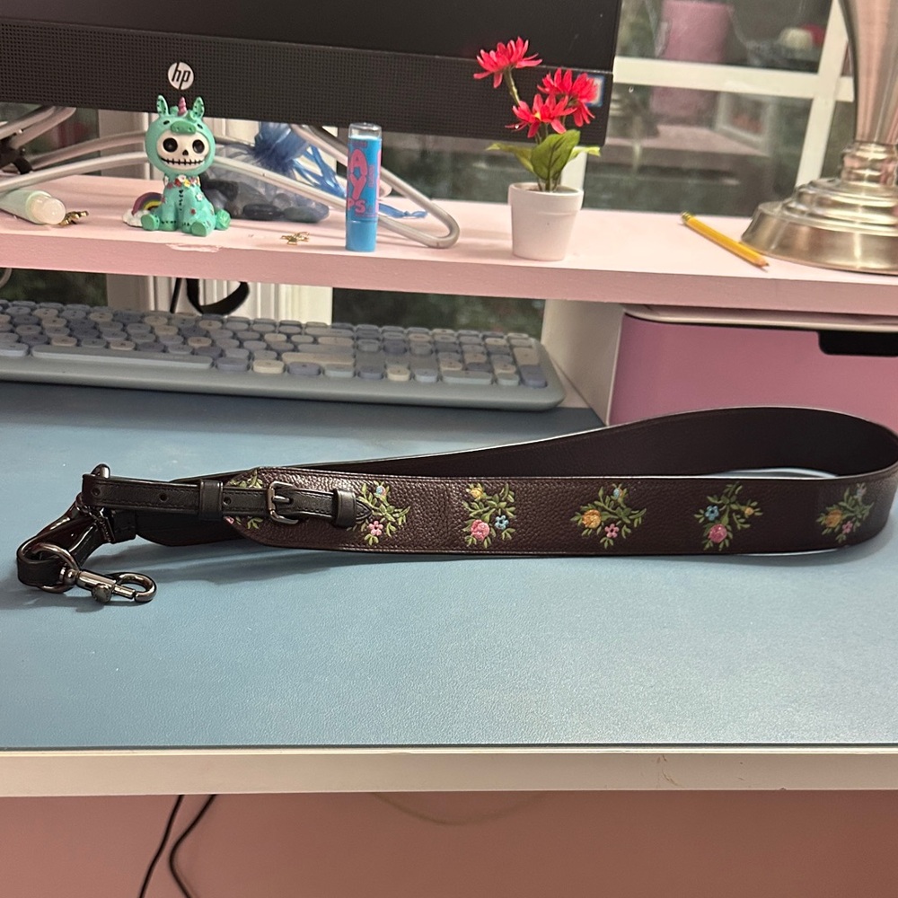 Coach Floral chocolate brown purse strap